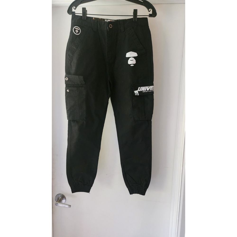 AAPE By A Bathing Ape Mens Cargo Jogger Pants Size Small Black A9